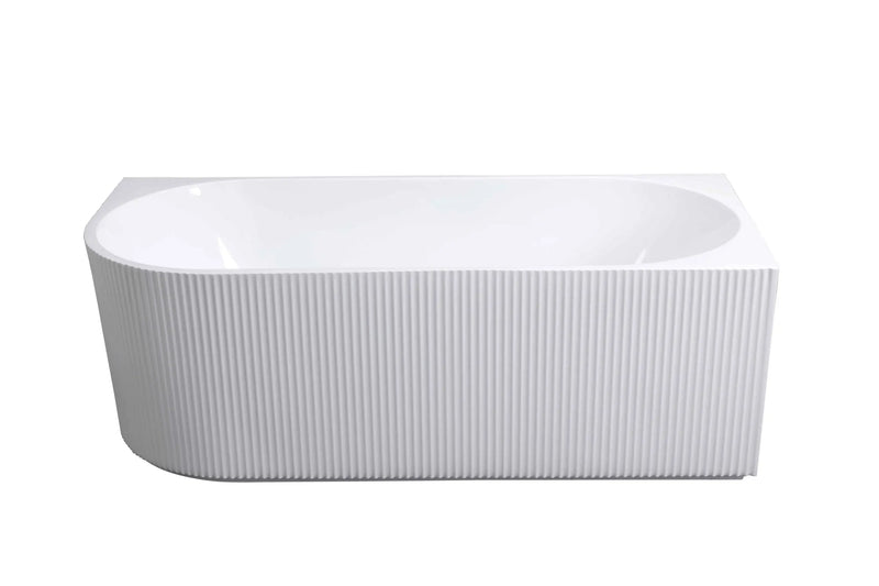 Rose V-Groove Right Corner Bathtub (Matt White) - Aqualux Bathrooms- Mercio