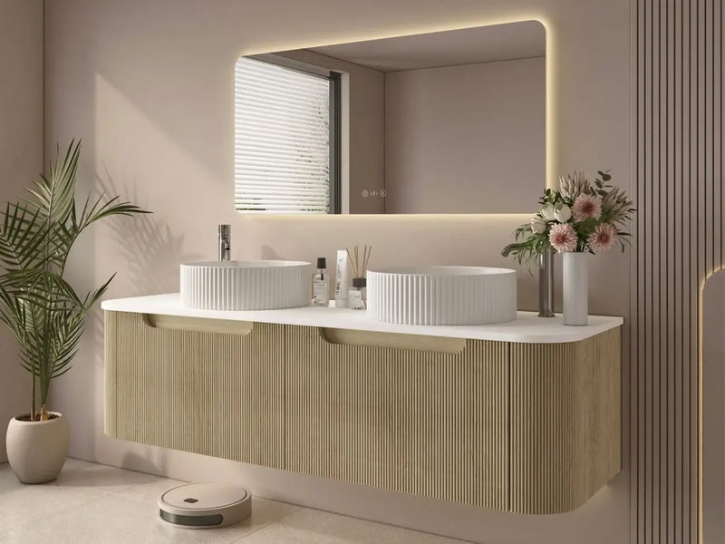 Mercio - Rome Wall Hung Vanity Bur Oak 1500mm - Aqualux Bathrooms