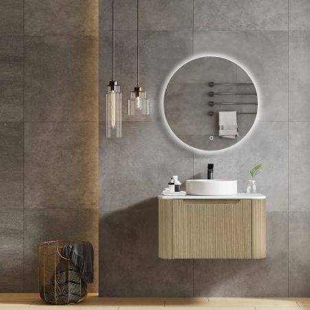 Mercio Fluted Rome Wall Hung Vanity 600mm Bur Oak