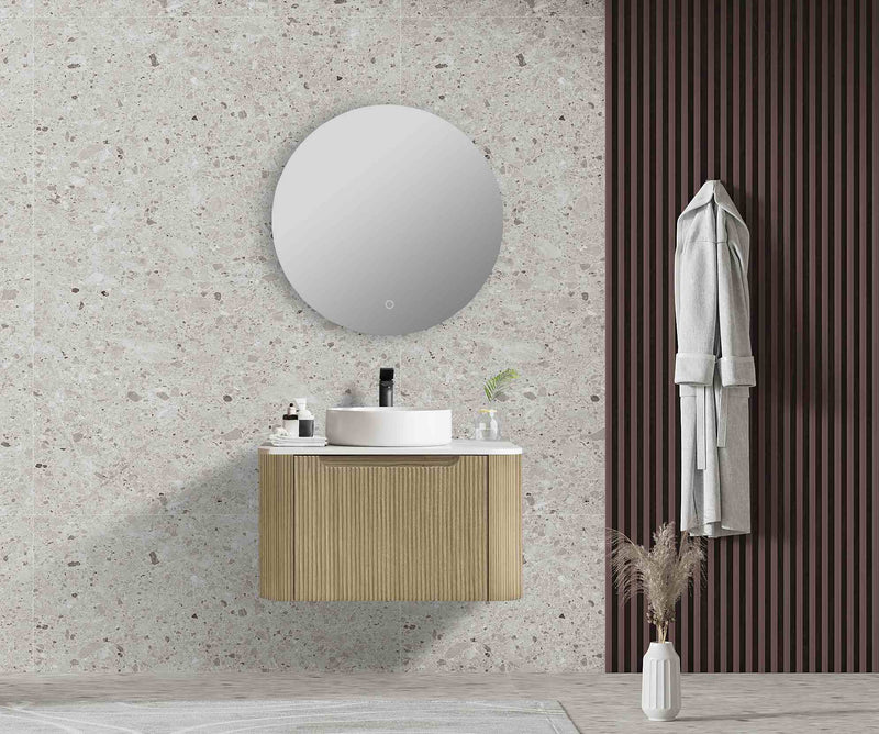 Rome Wall Hung Vanity Bur Oak 600mm - Aqualux Bathrooms- Mercio