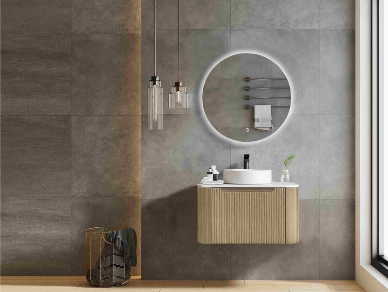 Rome Wall Hung Vanity Bur Oak 600mm - Aqualux Bathrooms- Mercio