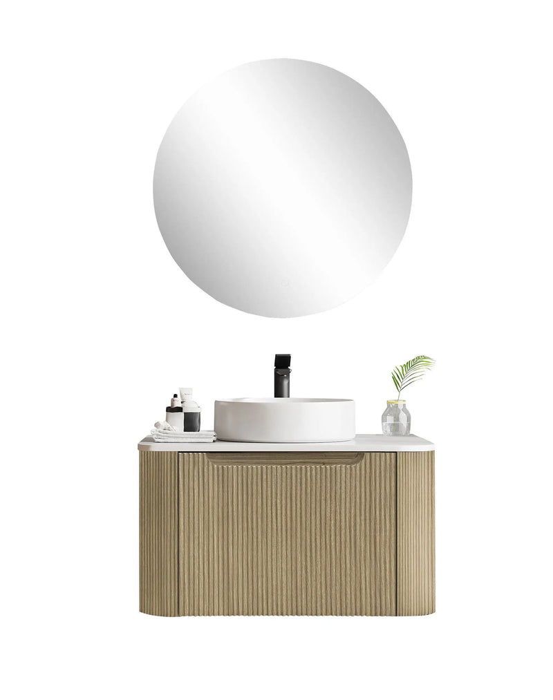 Rome Wall Hung Vanity Bur Oak 600mm - Aqualux Bathrooms- Mercio