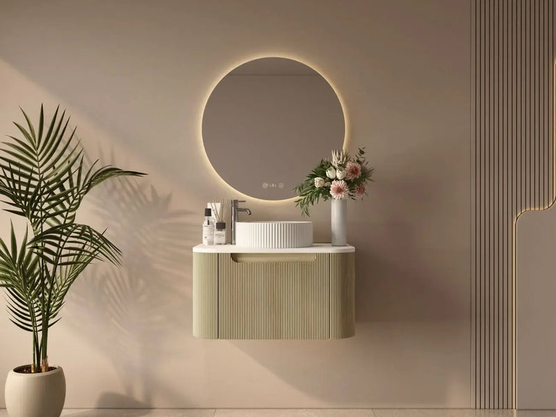 Rome Wall Hung Vanity Bur Oak 750mm - Aqualux Bathrooms- Mercio