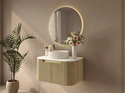 Rome Wall Hung Vanity Bur Oak 750mm - Aqualux Bathrooms- Mercio