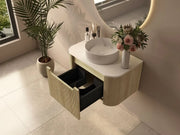 Mercio - Rome Wall Hung Vanity Bur Oak 750mm - Aqualux Bathrooms