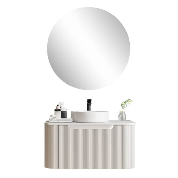 Fluted Rome Wall Hung Vanity 750mm Matt White