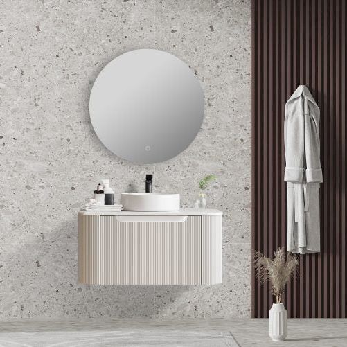 Fluted Rome Wall Hung Vanity 750mm Matt White