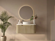 Mercio - Rome Wall Hung Vanity Bur Oak 900mm - Aqualux Bathrooms