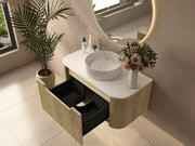 Mercio - Rome Wall Hung Vanity Bur Oak 900mm - Aqualux Bathrooms