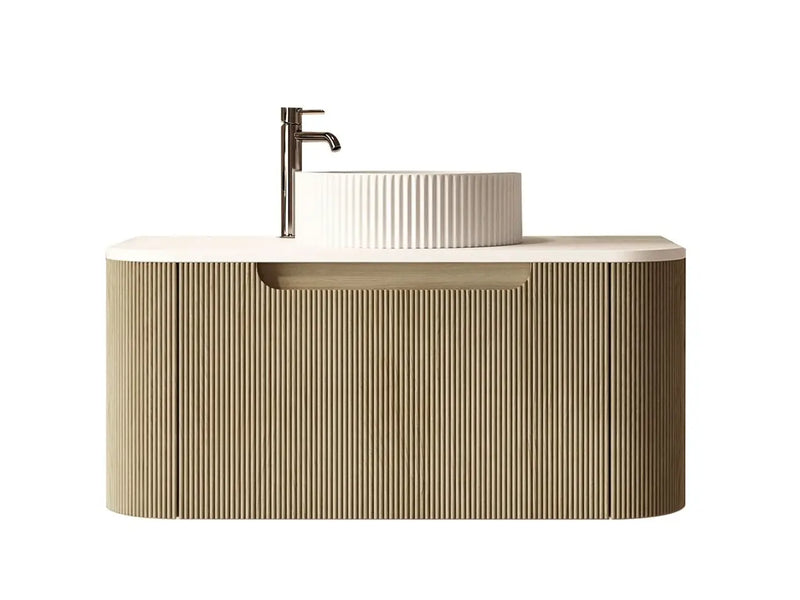 Mercio - Rome Wall Hung Vanity Bur Oak 900mm - Aqualux Bathrooms