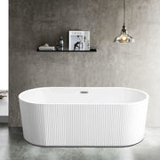 Rose Fluted V-Groove Freestanding Bathtub (Matte White) - Aqualux Bathrooms- Mercio
