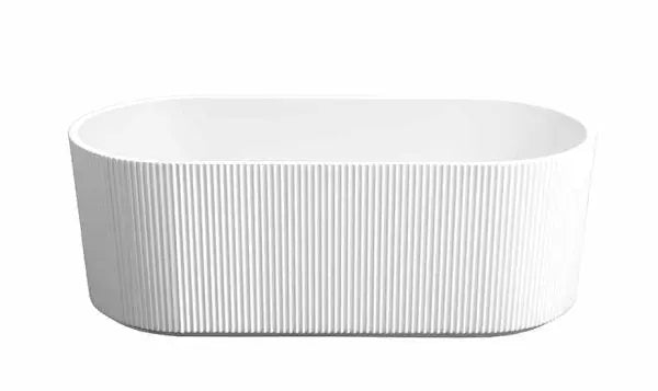 Rose Fluted V-Groove Freestanding Bathtub (Matte White) - Aqualux Bathrooms- Mercio