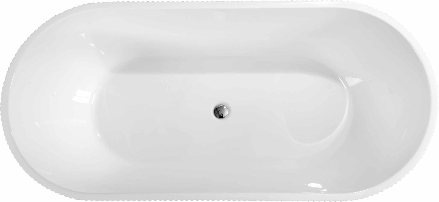 Rose Fluted V-Groove Freestanding Bathtub (Matte White)