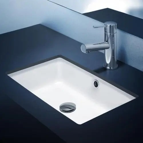ABS Riva - Riva Rocky Rectangle Undermount Basin 525mm - Gloss White - Aqualux Bathrooms