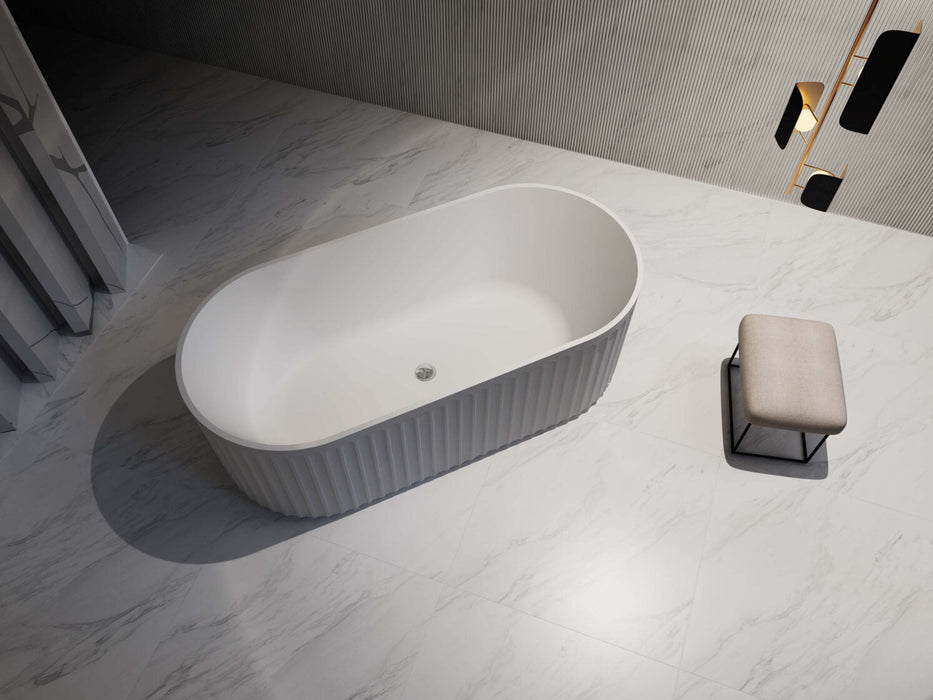 Riva Roma Fluted Shape Freestanding Bathtub 1500mm - Gloss White