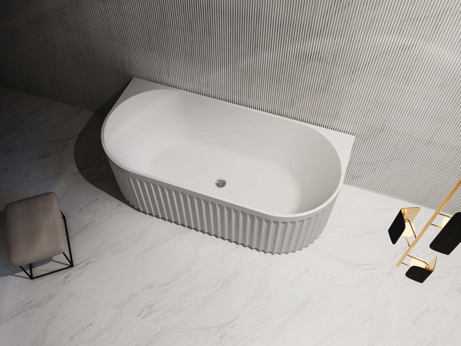 Riva Roma Fluted Back To Wall Bathtub 1500mm - Gloss White