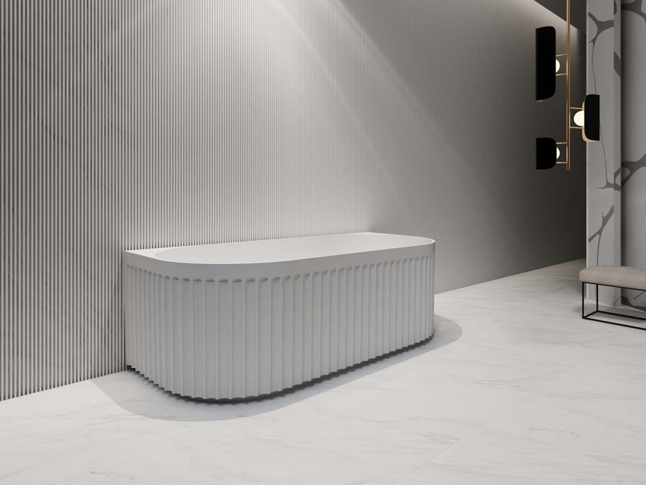 Riva Roma Fluted Back To Wall Bathtub 1500mm - Matt White