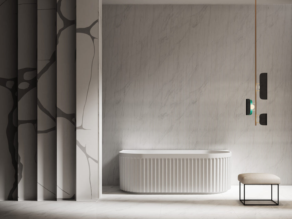 Riva Roma Fluted Back To Wall Bathtub 1700mm - Gloss White