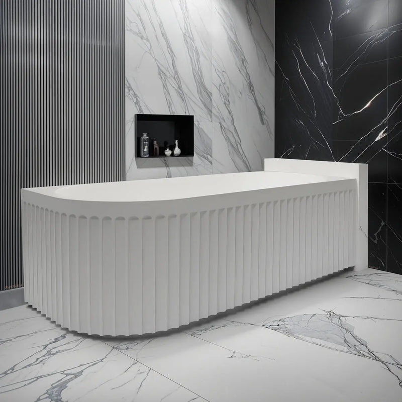ABS Riva - Riva Roma Fluted Shape Right Corner Bathtub 1500mm - matt White - Aqualux Bathrooms