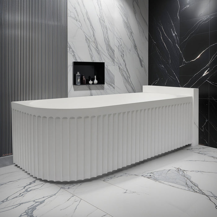 Riva Roma Fluted Shape Right Corner Bathtub 1500mm - matt White