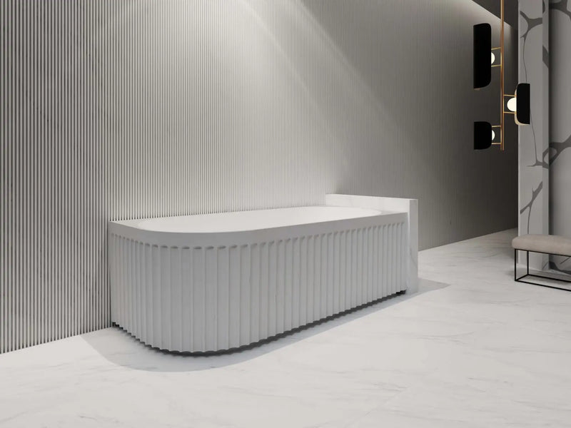 ABS Riva - Riva Roma Fluted Shape Right Corner Bathtub 1700mm - Gloss White - Aqualux Bathrooms
