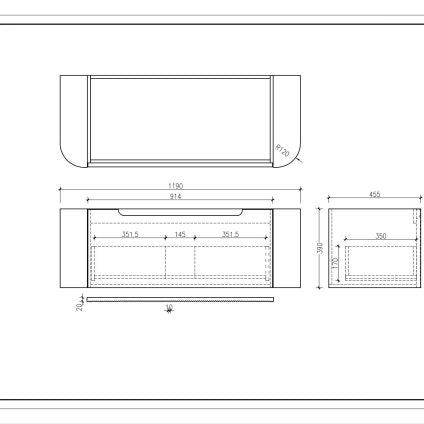 Fluted Rome Wall Hung Vanity 1200mm Bur Oak