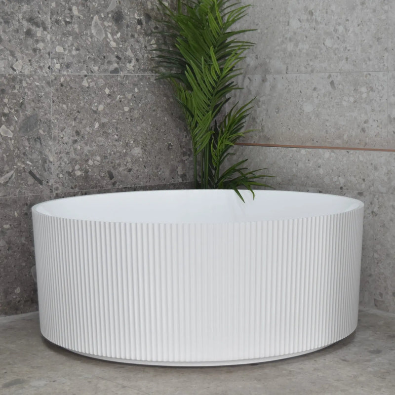Sunshine Groove Round Freestanding Bathtub 1500mm (No Overflow) - Aqualux Bathrooms- Poseidon