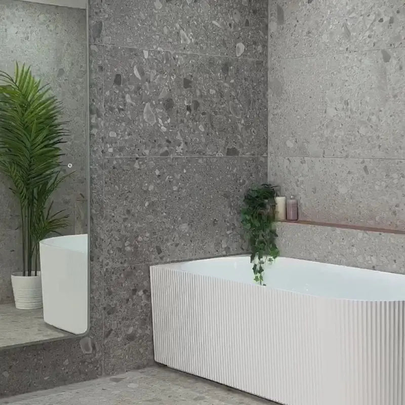 Brighton Groove Oval Freestanding Left Corne Bathtub 1500mm (No Overflow) - Aqualux Bathrooms- Poseidon