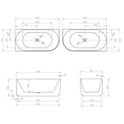 Brighton Groove Oval Freestanding Left Corne Bathtub 1500mm (No Overflow) - Aqualux Bathrooms- Poseidon