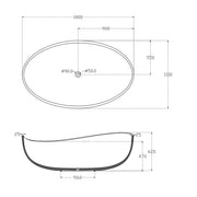 Poseidon Wave Oval Freestanding Bathtub 1800mm (No Overflow) Poseidon