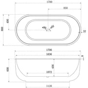 Poseidon Mayfair Classic 1700mm Floating Oval Freestanding Bathtub (No Overflow) Poseidon