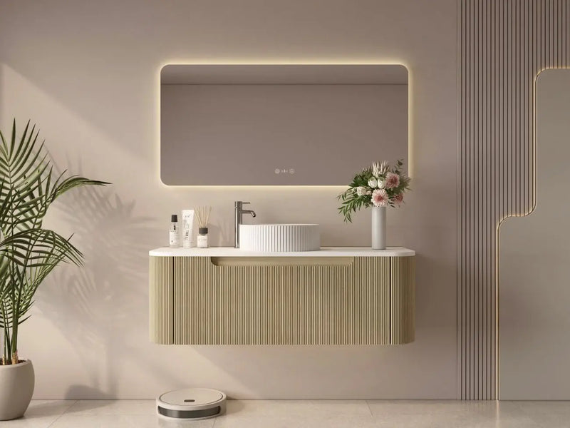 Mercio - Rome Wall Hung Vanity Bur Oak 1200mm - Aqualux Bathrooms