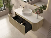 Mercio - Rome Wall Hung Vanity Bur Oak 1200mm - Aqualux Bathrooms