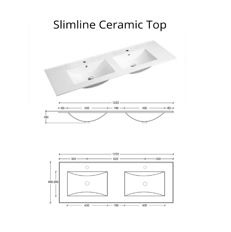 Otti Byron Black Oak 1200mm Double Bowl Wall Hung Vanity