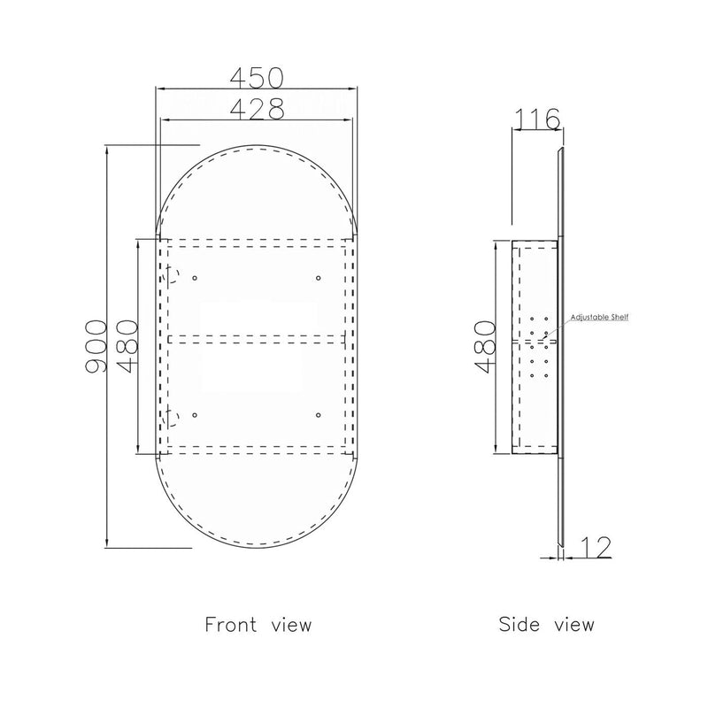 Otti Noosa Black Oak Shaving Cabinet 450X900mm