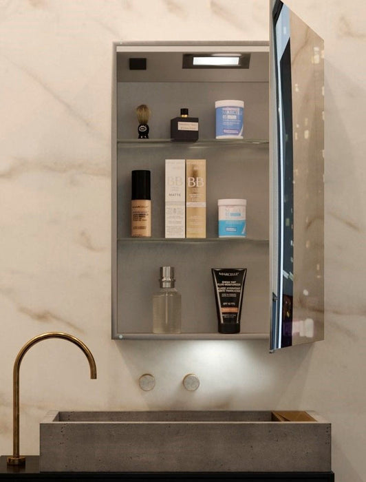 Belbagno Aluminium LED Mirror Cabinet 500mm- Aluminium