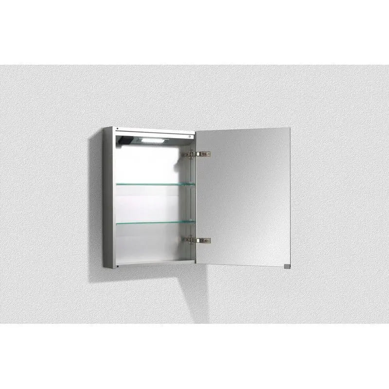 Belbagno - Belbagno Aluminium LED Mirror Cabinet 500mm- Aluminium - Aqualux Bathrooms