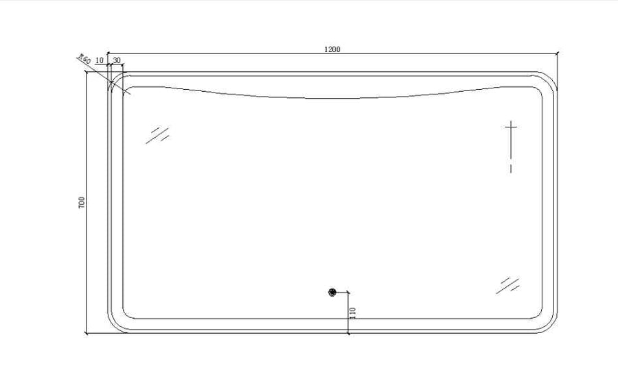 Belbagno Bath Mirror LED 1200mm - Glass