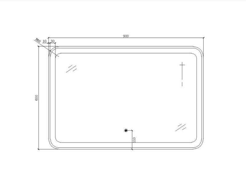 Belbagno Bath Mirror LED 900mm - Glass