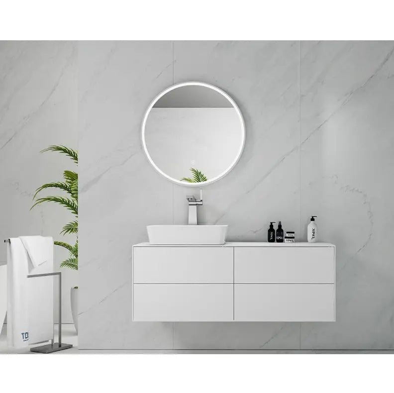 Belbagno - Belbagno Marmo Led Bath Mirror 700mm - Glass - Aqualux Bathrooms