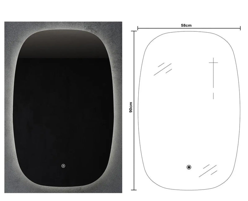 Belbagno - Belbagno Q-Line Led Bath Mirror 580mm - Glass - Aqualux Bathrooms