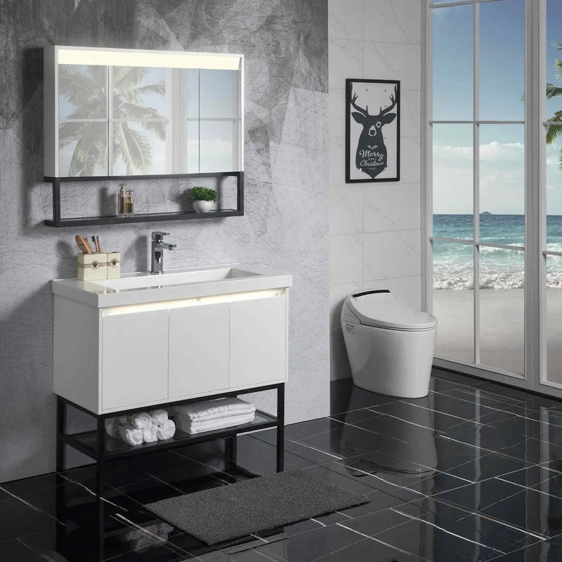 Belbagno - Belbagno Zero Led Mirror Cabinet 1000mm- Callacatta - Aqualux Bathrooms