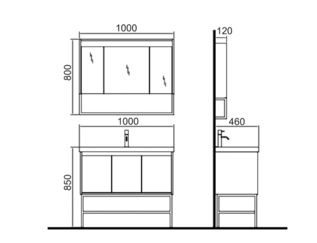 Belbagno Zero Led Mirror Cabinet 1000mm- Callacatta