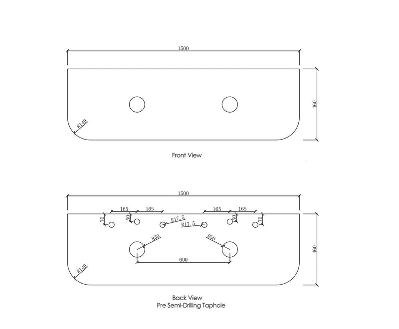 Otti Bondi Woodland Oak Fluted 1500mm Curve Double Bowl Wall Hung Vanity