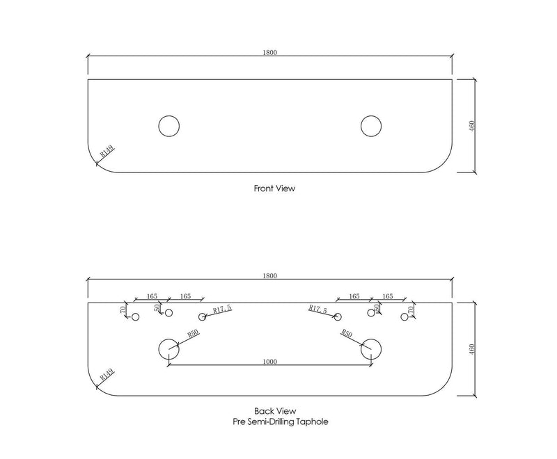 Otti Bondi Matte White Fluted 1800mm Curve Double Bowl Wall Hung Vanity