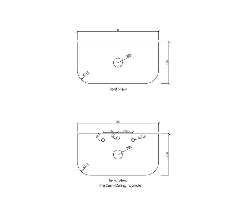 Otti Bondi Black Oak 900mm Curve Single Bowl Wall Hung Vanity