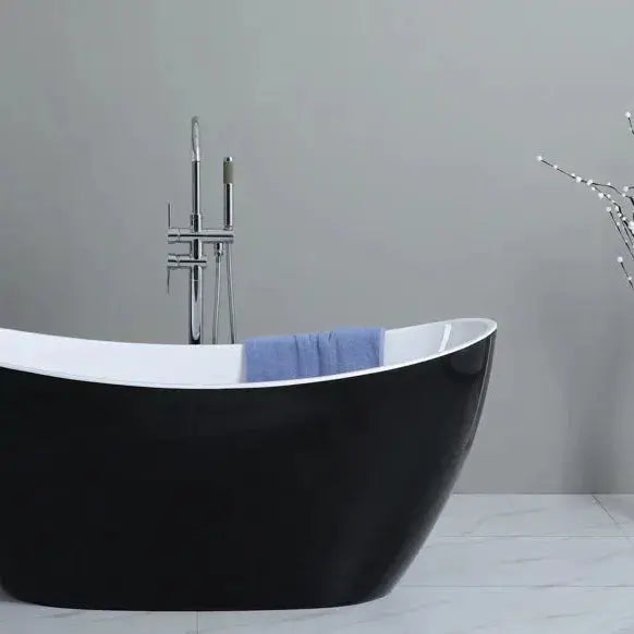 Evie Freestanding Bathtub 1500mm - Gloss Black and White - Aqualux Bathrooms- Poseidon