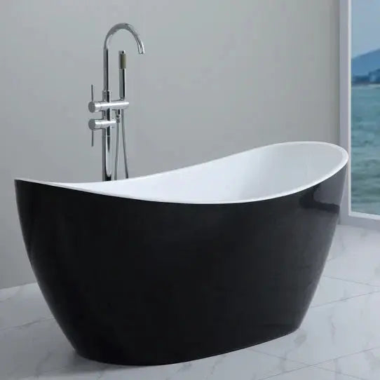 Evie Freestanding Bathtub 1500mm - Gloss Black and White - Aqualux Bathrooms- Poseidon