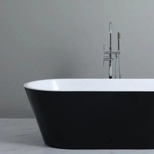 Ovia Black Free Standing - Non Overflow Bathtub - Aqualux Bathrooms- Poseidon