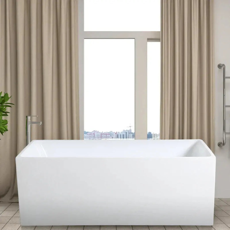 Theo Back to wall Bathtub - Non Overflow - Aqualux Bathrooms- Poseidon